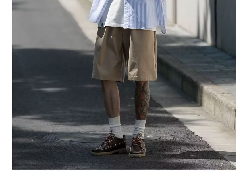 Urtishia - Hoge taille, effen, wijde pijpen shorts