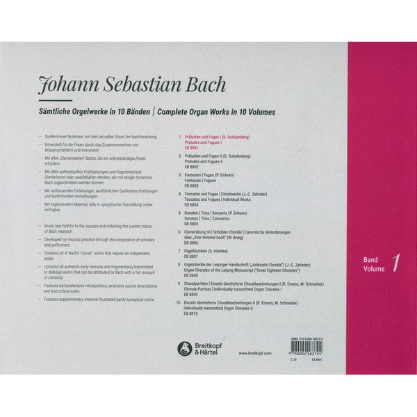Breitkopf & Härtel Bach sämtliche Orgelwerke