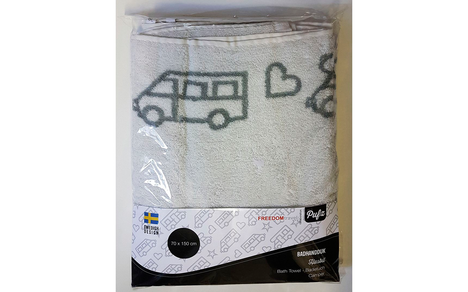 Pufz Badetuch Wohnwagen weiß/grau