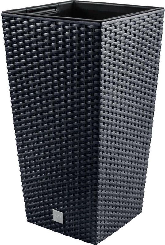 Prosperplast - Rato Square - Bloempot - Antraciet - Rotan Textuur - Inclusief Binnenpot