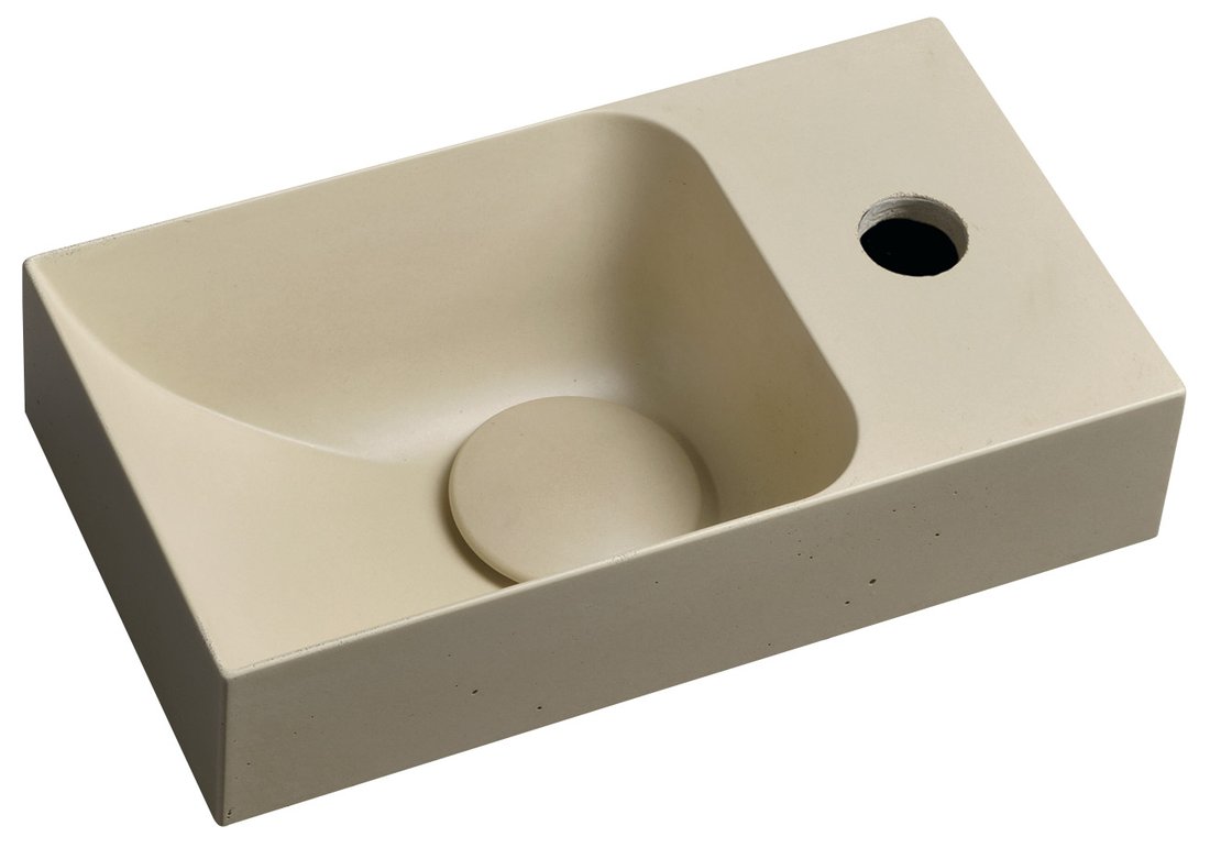 Sapho Piccolino fontein beton kraangat rechts 31x17cm geel