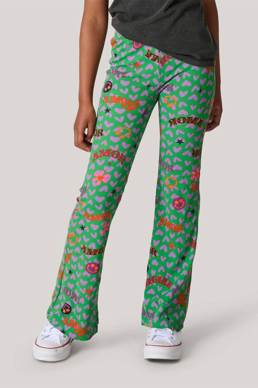 Shoeby broek met all over print groen