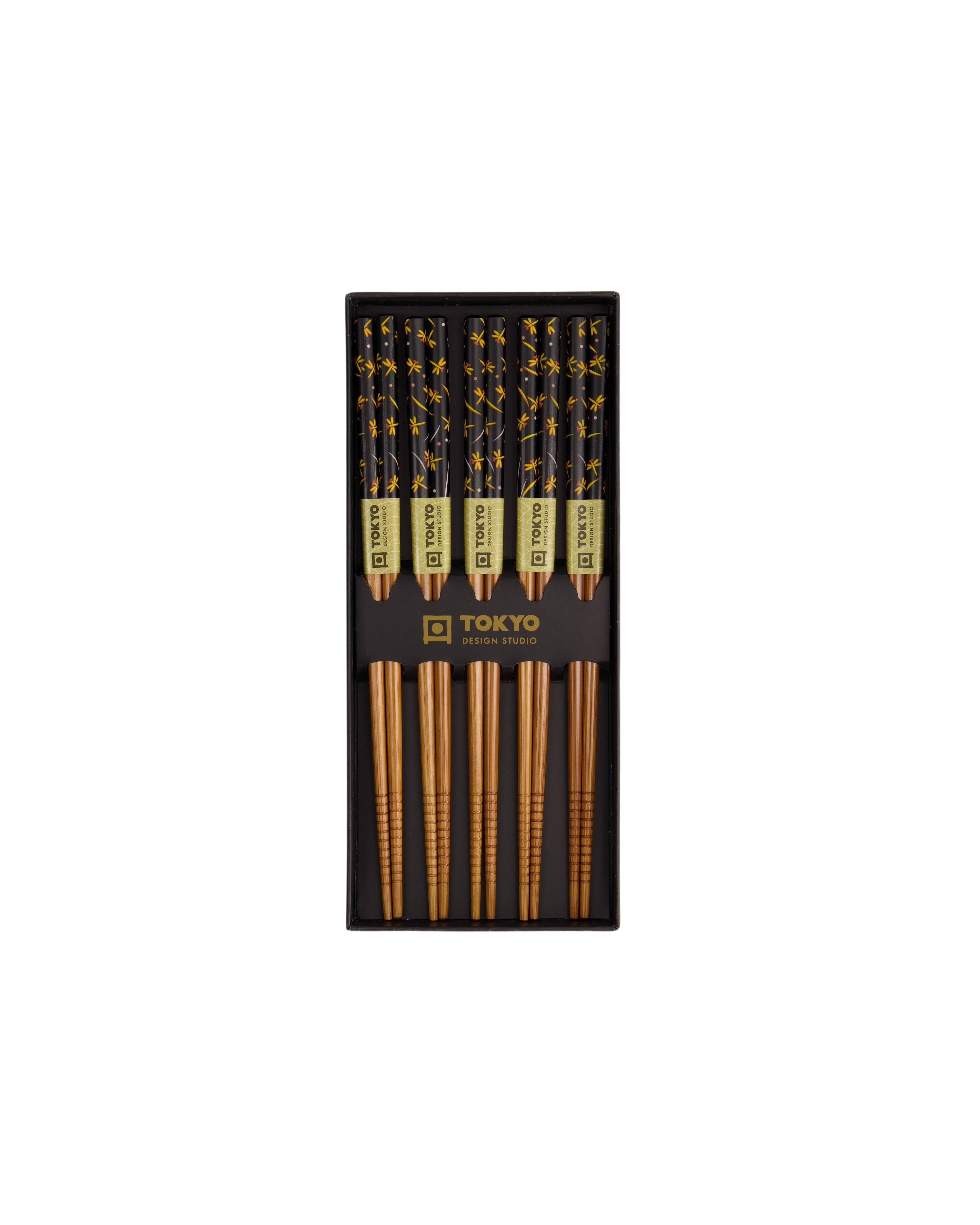 Tokyo Design Studio  Spisepinde gavesæt, Yellow Dragonfly - 5 par