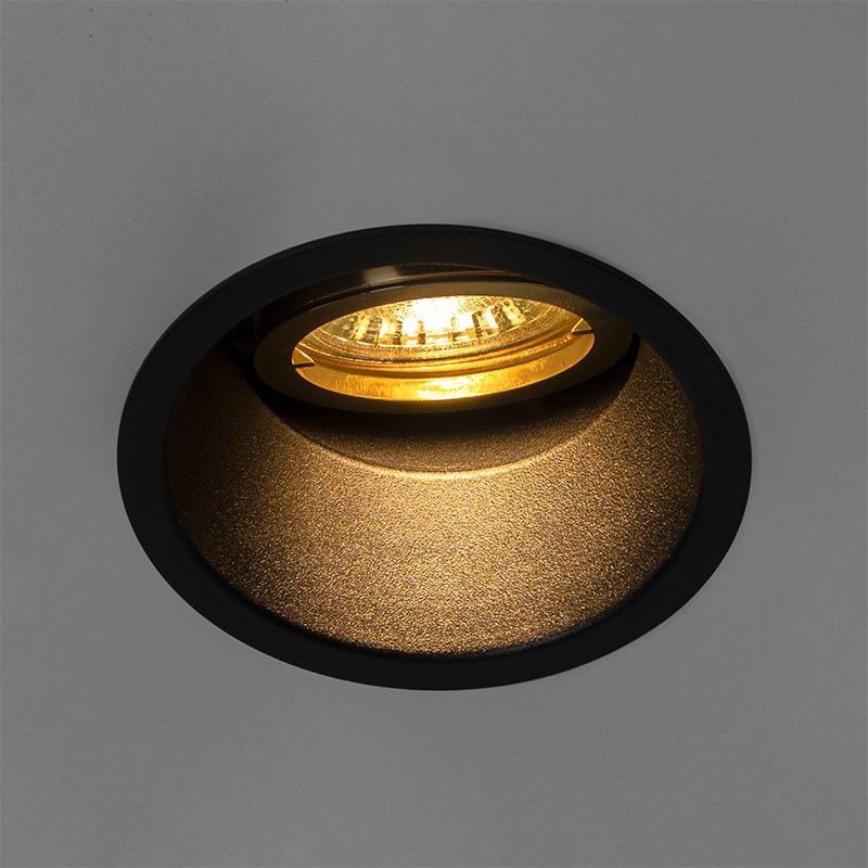Moderne inbouwspot zwart met goud draai- en kantelbaar - Alloy