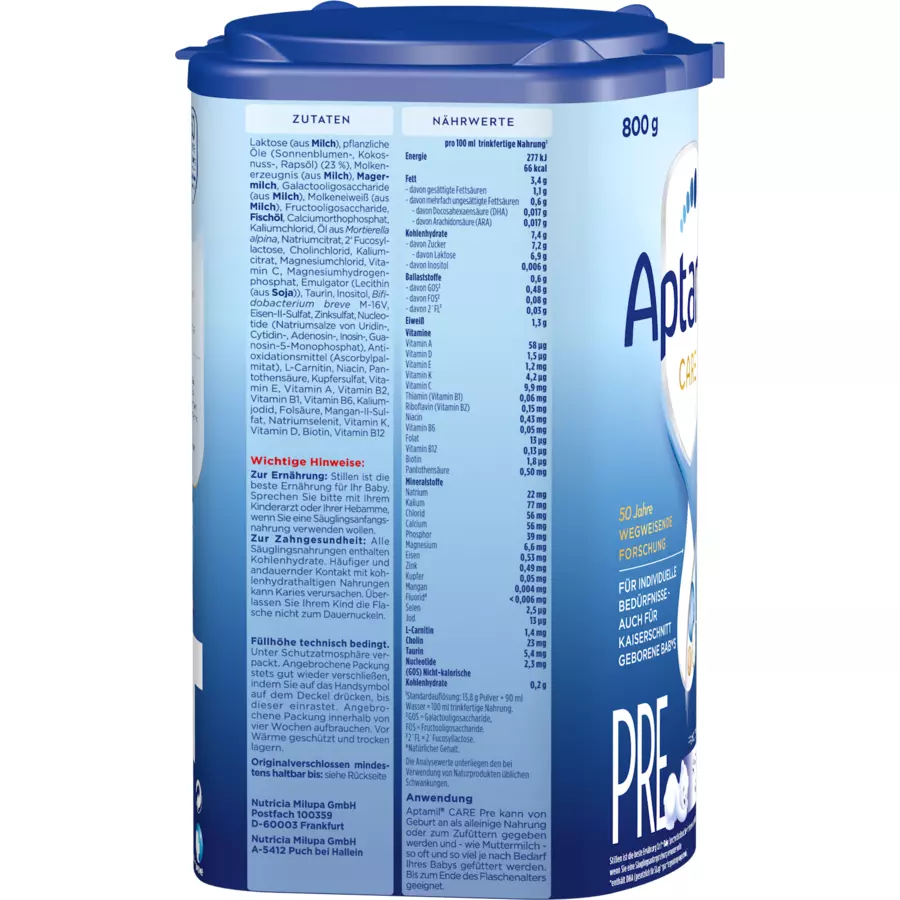 Aptamil Anfangsmilch Pre CARE 800g von Geburt an