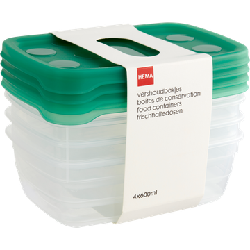 HEMA Vershoudbakjes 600ml 4 Stuks