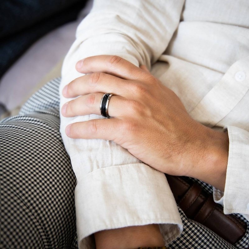 Bague Acier Argentée Homme DIAMANA
