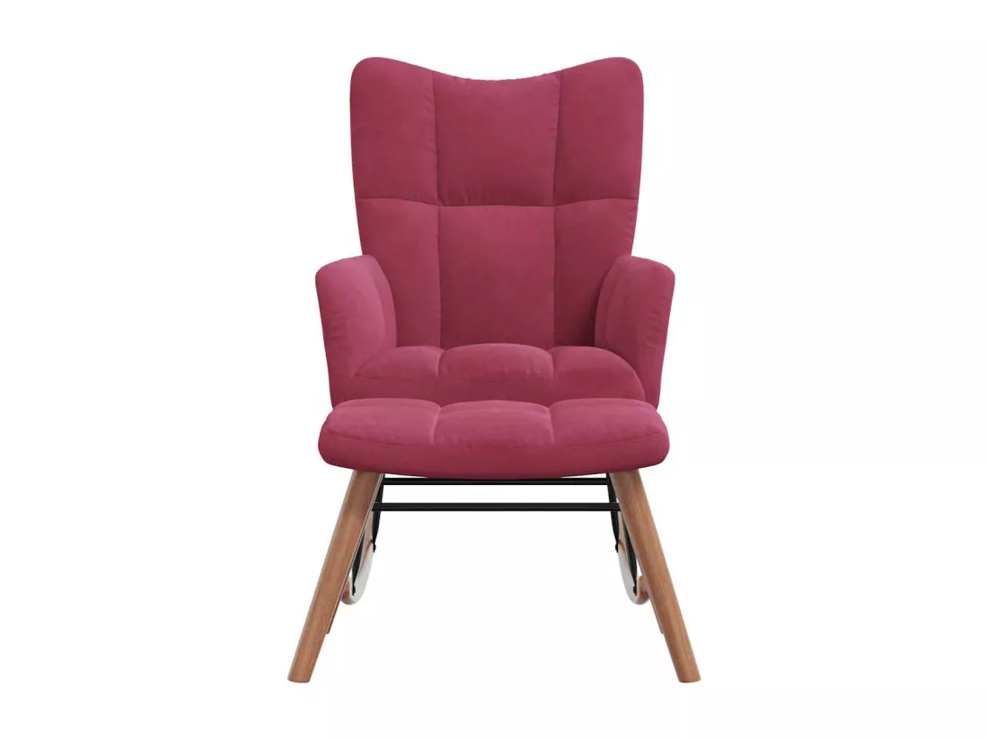 Chaise à bascule avec repose-pied Rouge bordeaux Velours