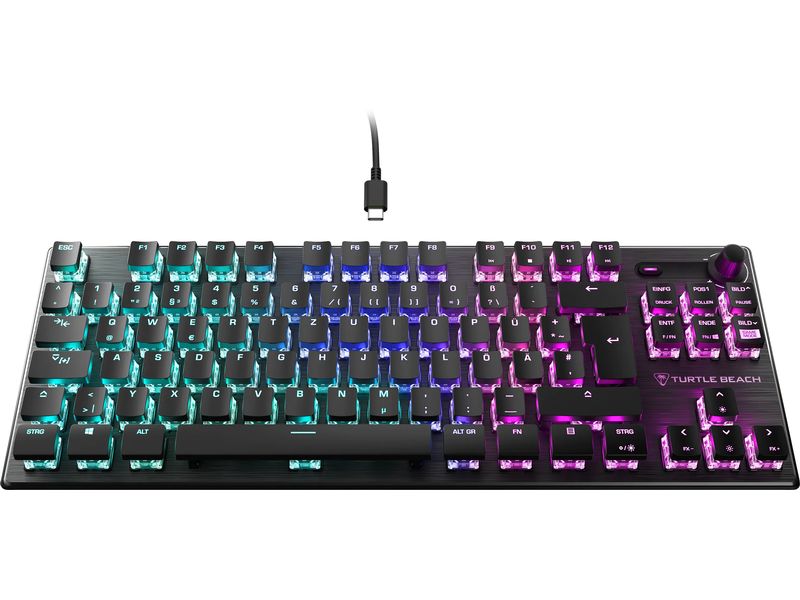Turtle Beach Gaming-Tastatur Vulcan TKL RGB Schwarz Kompakte TKL-Gaming-Tastatur mit TITAN II mechanischen Schaltern, RGB-Beleuchtung und robustem Design für schnelle Reaktionen