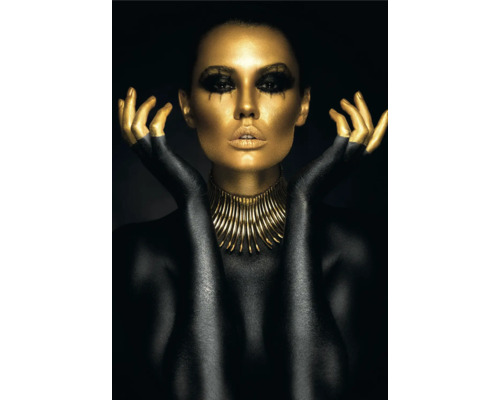 Canvas print zwart en goud 84x116 cm