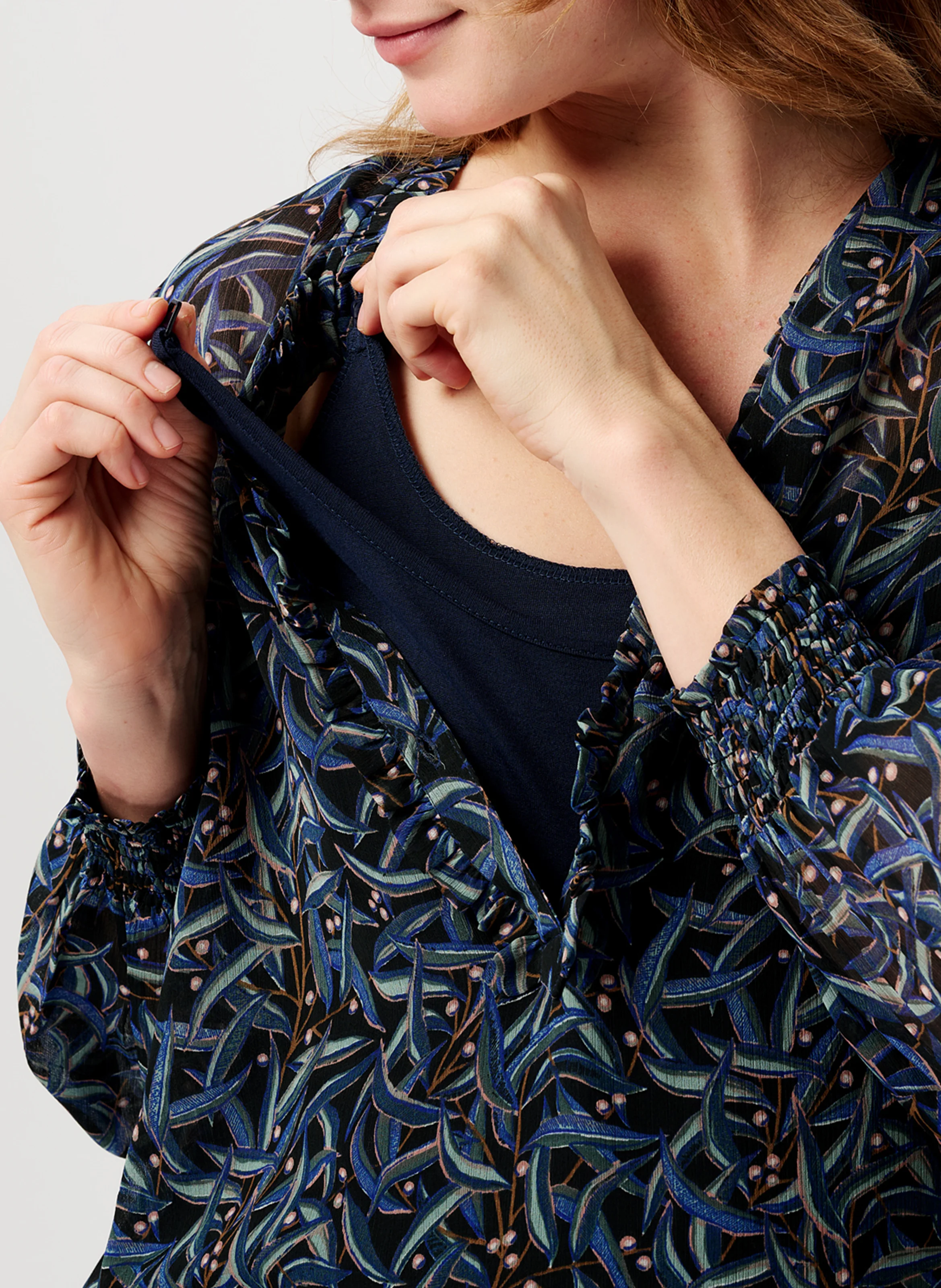 FOGGIA - Blouse col tunisien de grossesse | Noir