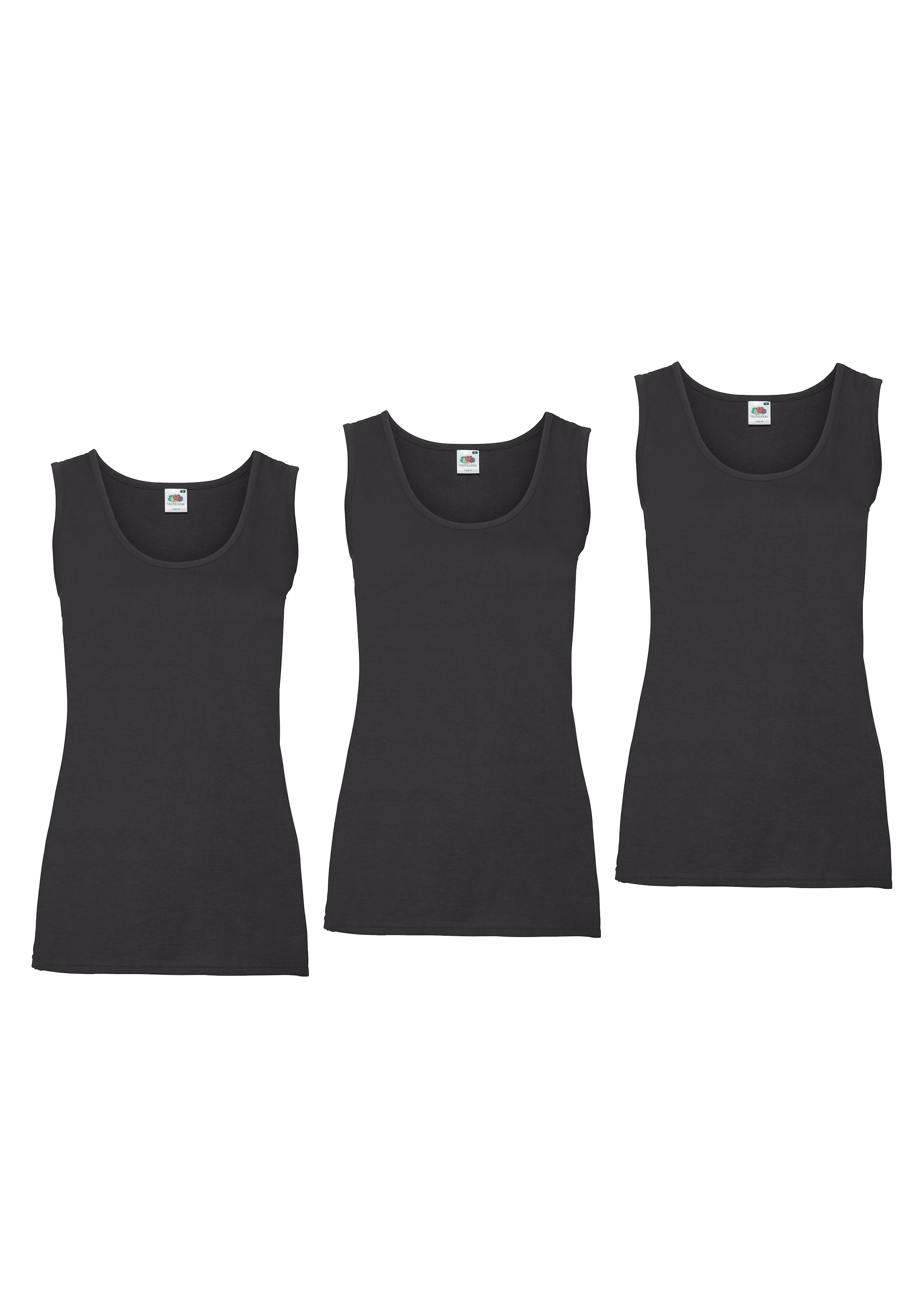 Fruit of the Loom Tanktop, 3 Stk. aus reiner Baumwolle, Rundhals
