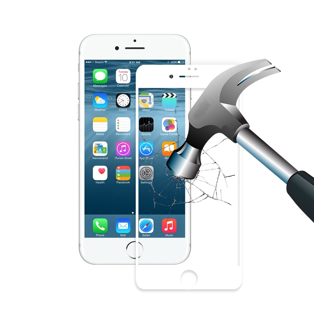iPhone SE (2022/2020) / 8 / 7 / 6S 3D Vollbild Panzer Glas Display mit Rahmen (EGSP00145) - Weiss