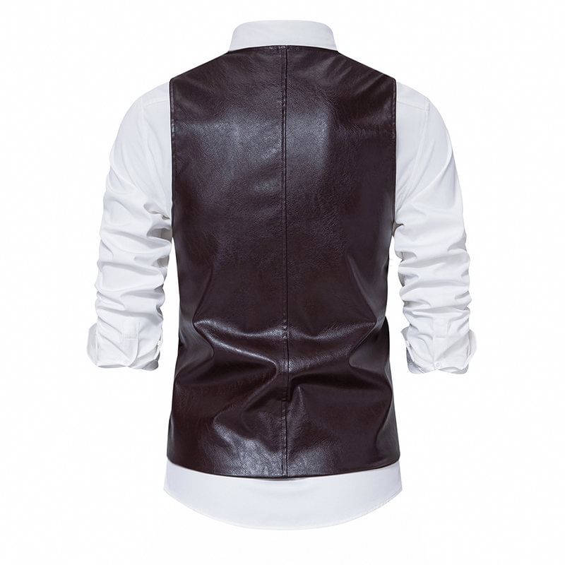 YIKES - Kunstleren V-hals vest met knoopjes