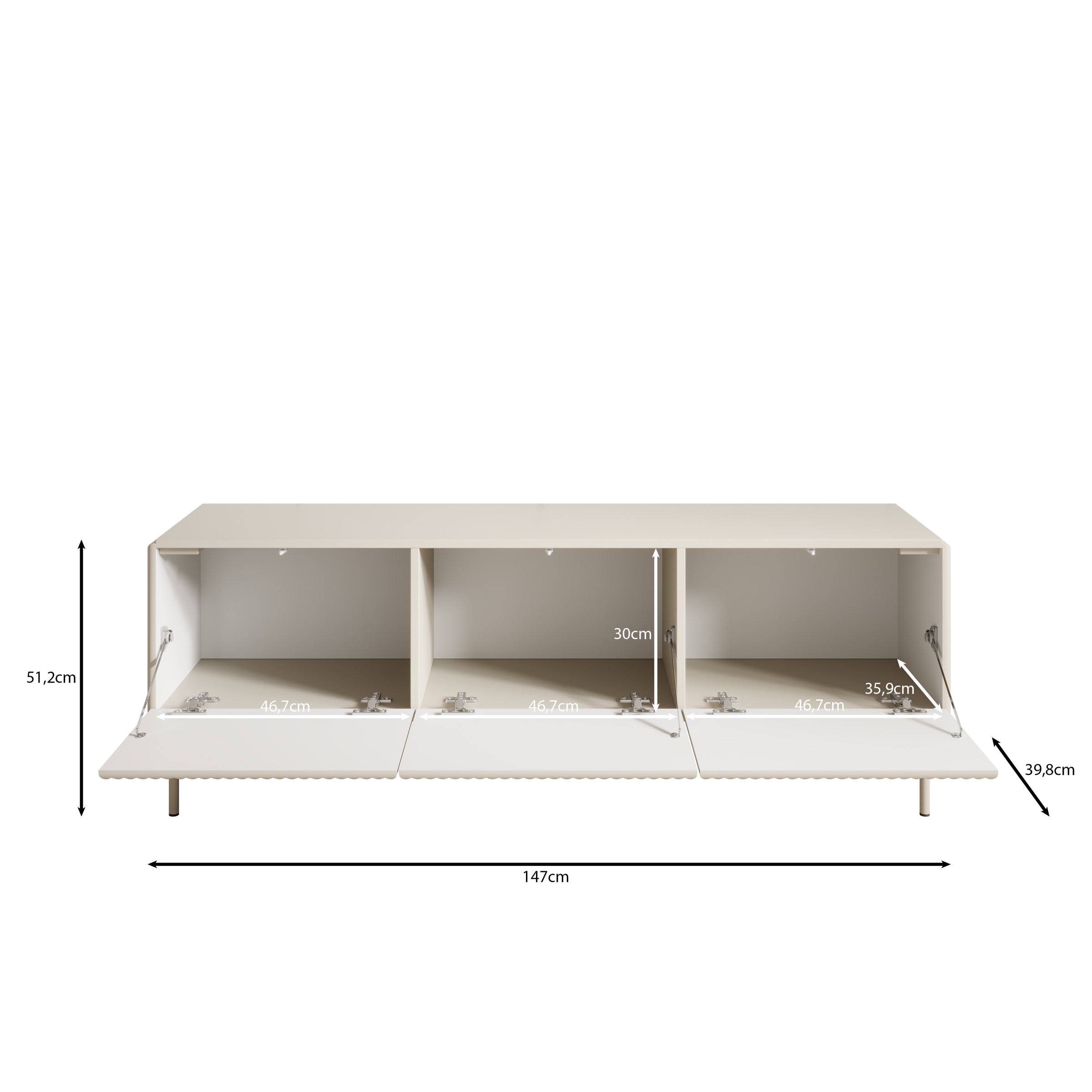 Marajo - TV-Meubel - Zwart - 147x40x51 cm