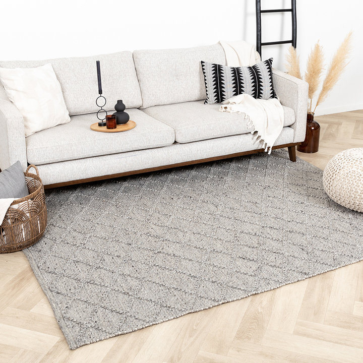 Wol gevlochten vloerkleed - Knit Grijs | Top kwaliteit