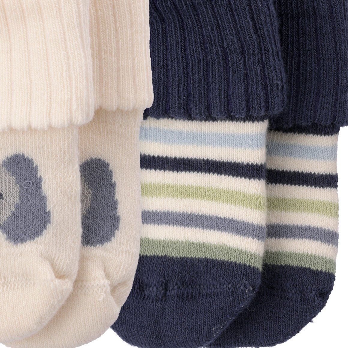 Topomini Pure Collection 2 Paar Newborn Socken mit Umschlagbündchen creme / dunkelblau