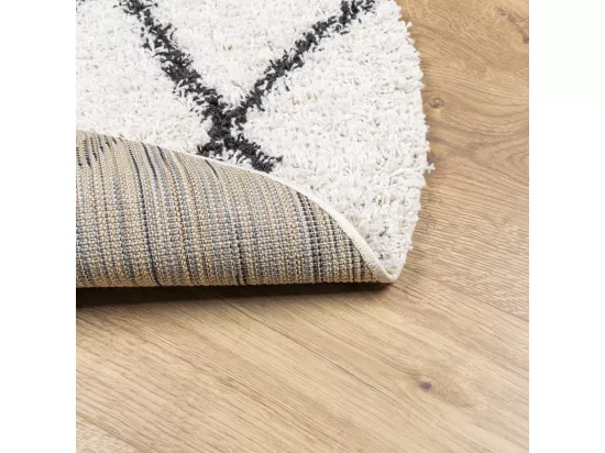 Tapis shaggy à poils longs moderne crème et noir ø 160 cm