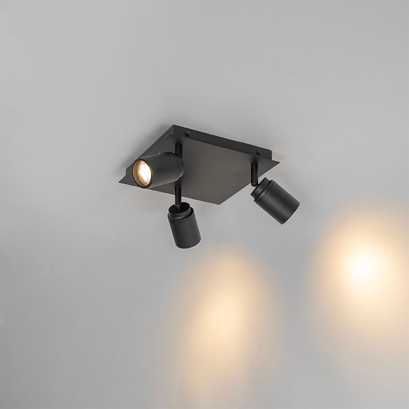 Moderne badkamer spot zwart vierkant 3-lichts IP44 - Ducha
