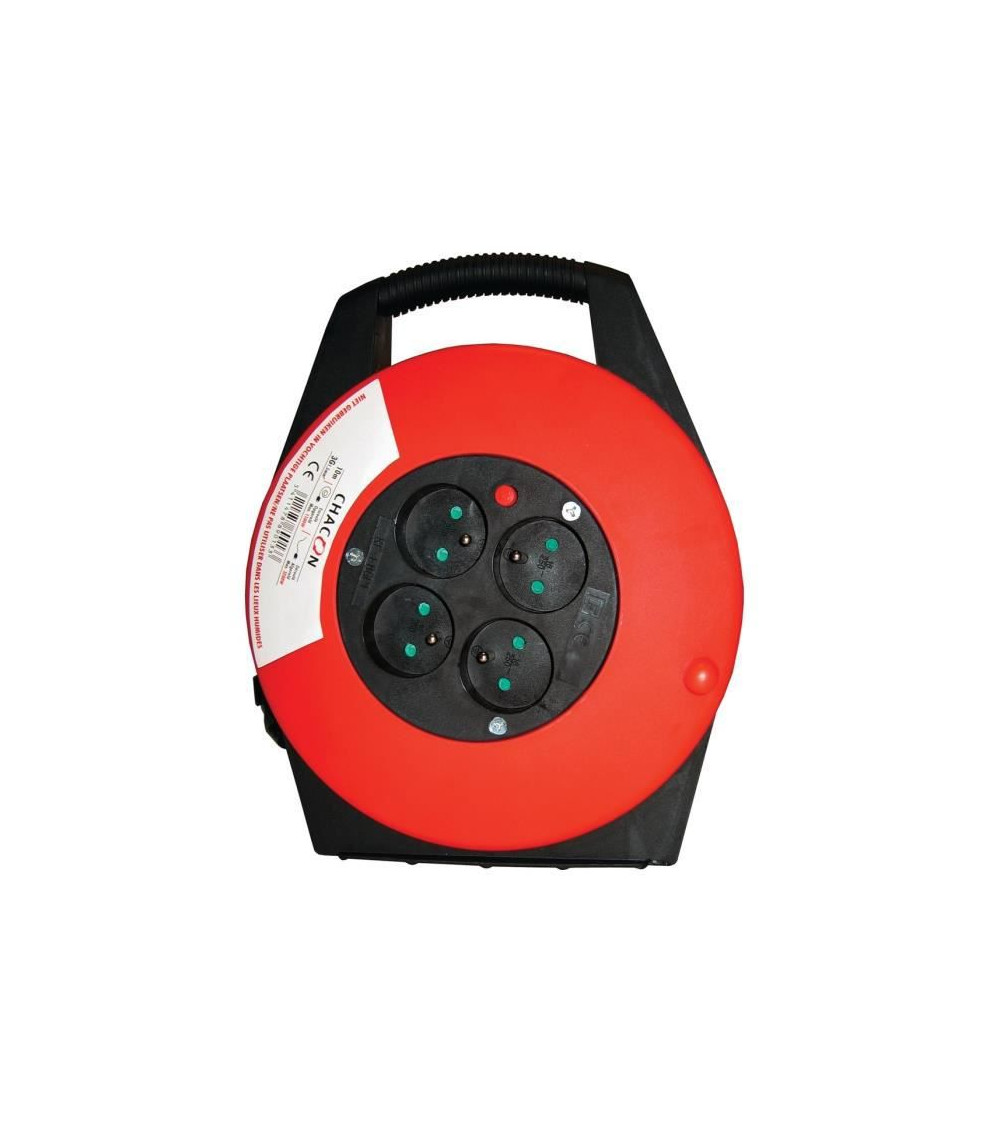 Enrouleur ménager 10m 4 prises 16 a 3x1,5mm² avec poignée