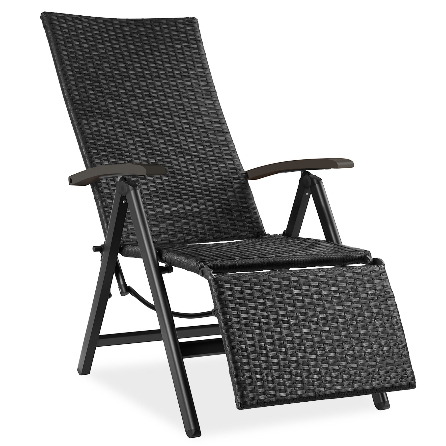 tectake® Rattanstuhl, mit Aluminiumgestell, wetterfest und UV-beständig, 58 x 77 x 113 cm