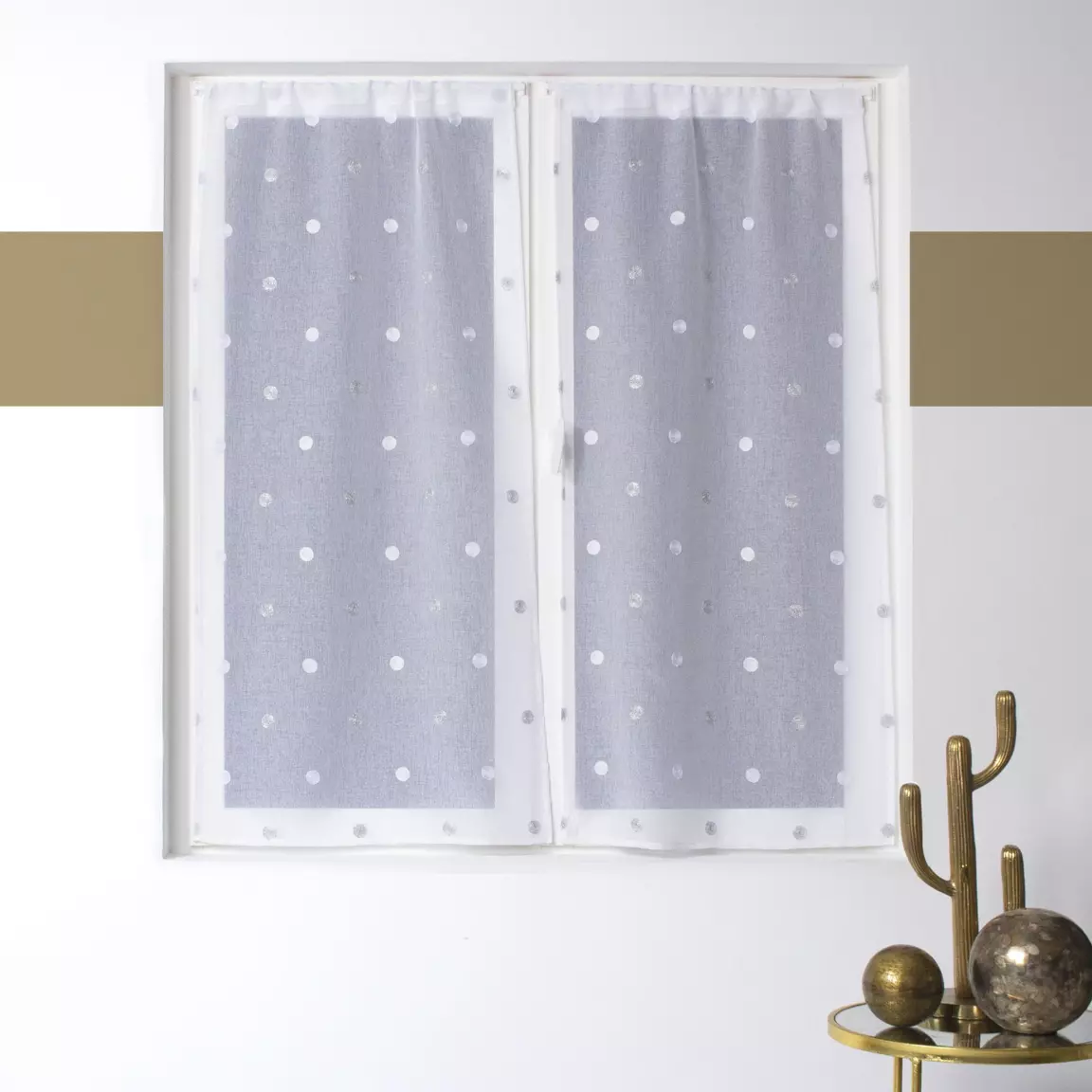 Paire de voilages passe-tringle (60 x 90 cm) Pointia Blanc