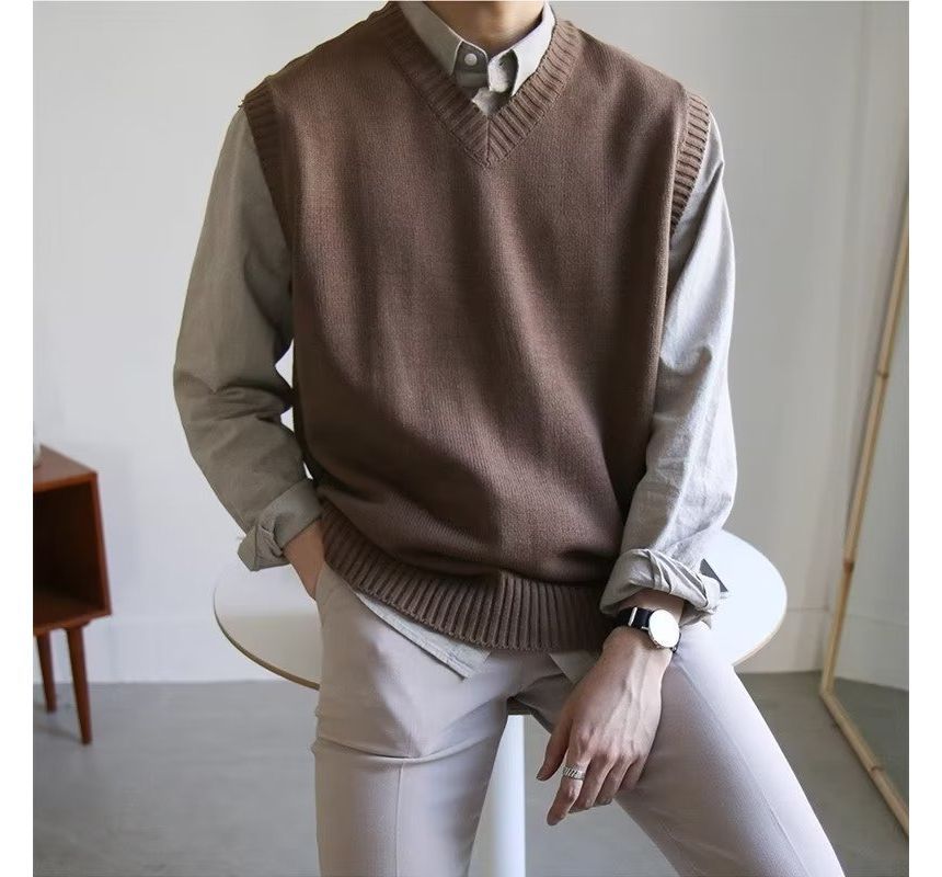 Urtishia - V-hals effen trui-vest