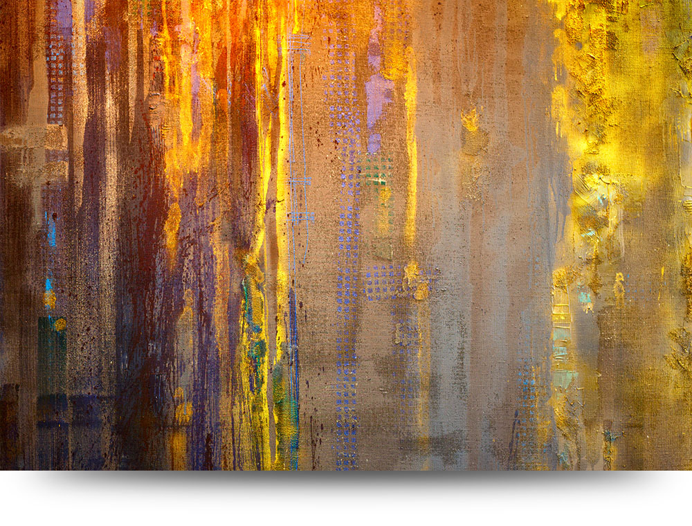 Abstract schilderij geel-goudkleurig - Canvas schilderij 60 x 40 cm