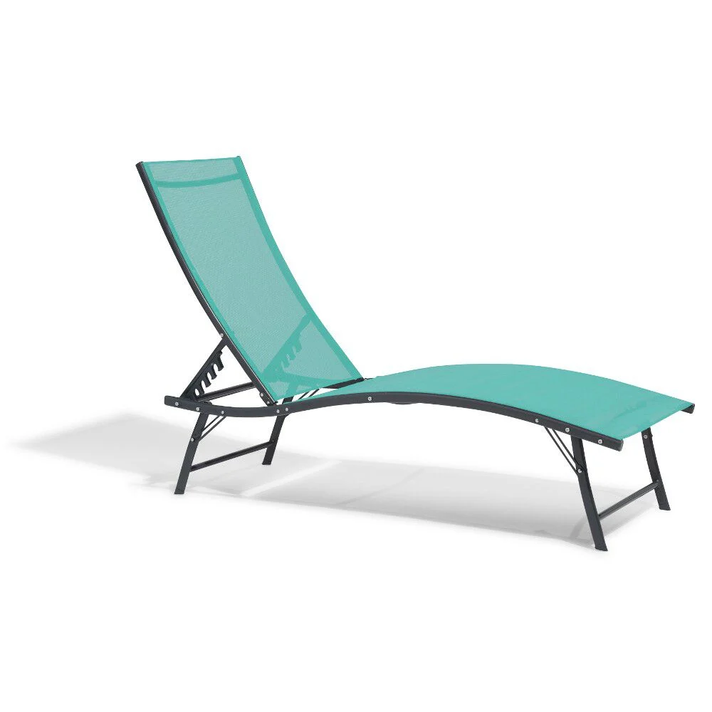 Bain de soleil Bahia pliant 5 positions bleu émeraude