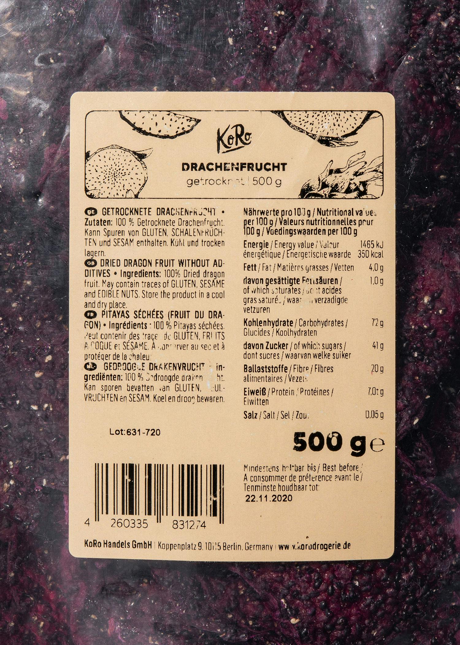 Getrocknete Drachenfrucht 500 g