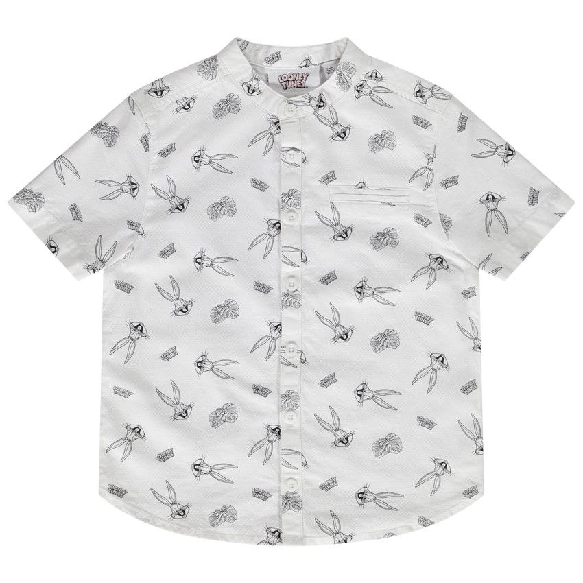 Chemise manches courtes en coton imprimé Looney Tunes pour garçon - Blanc
