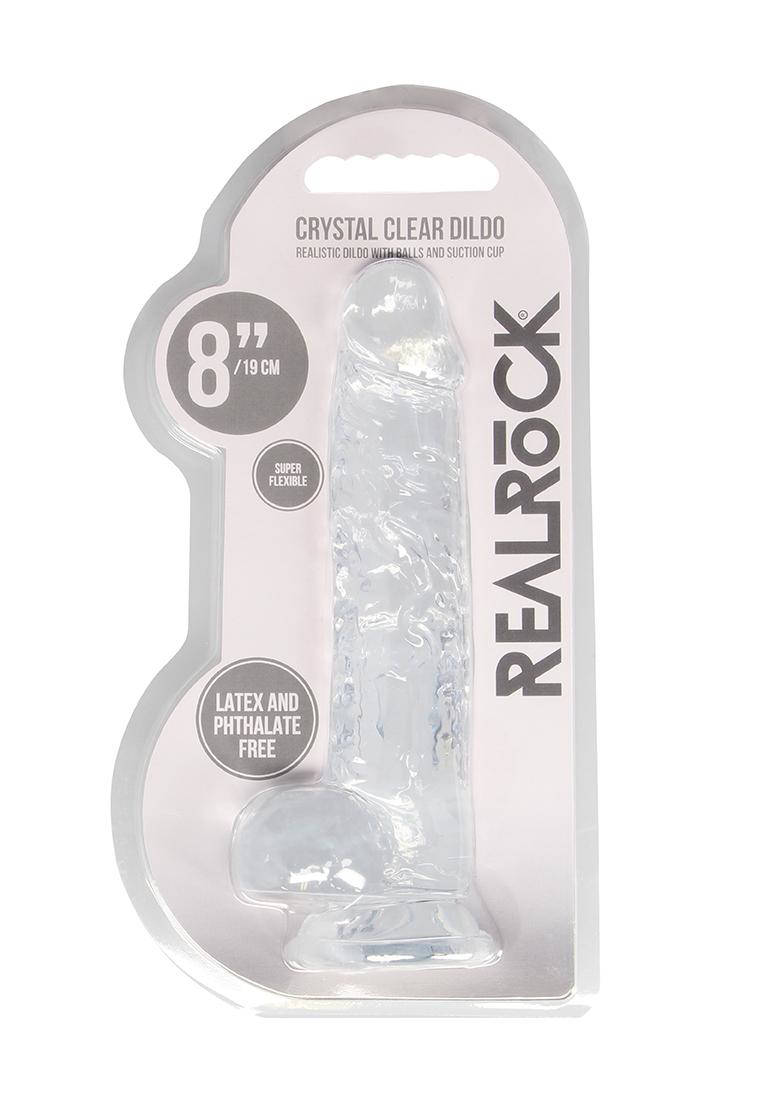 RealRock realistische dildo met scrotum - 21 cm - transparant