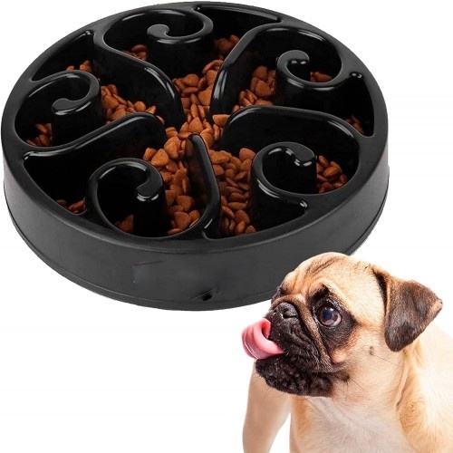 Alimentador preto para cães Edipets, anti-engasgo e anti-asfixia.