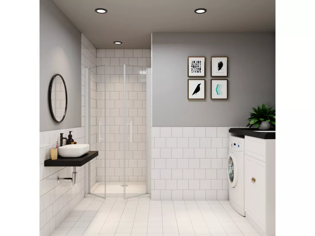 AICA Porte de Douche Battante 80x180cm, en Verre Trempé Anticalcaire 5mm, porte de douche pivotante à 180° avec Profilé Blanc, Installation en Niche