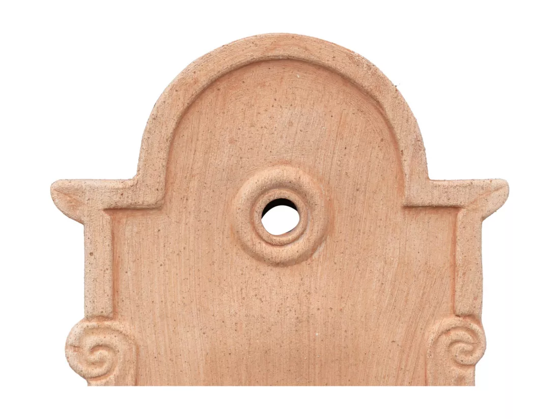 BISCOTTINI Fontaine - Fronton en Terre Cuite - Décorative - Fontaine de Jardin - Extérieur - Fontaine Murale - Dosseret - Décoration Murale - Décoration de Jardin - 37x3x47cm