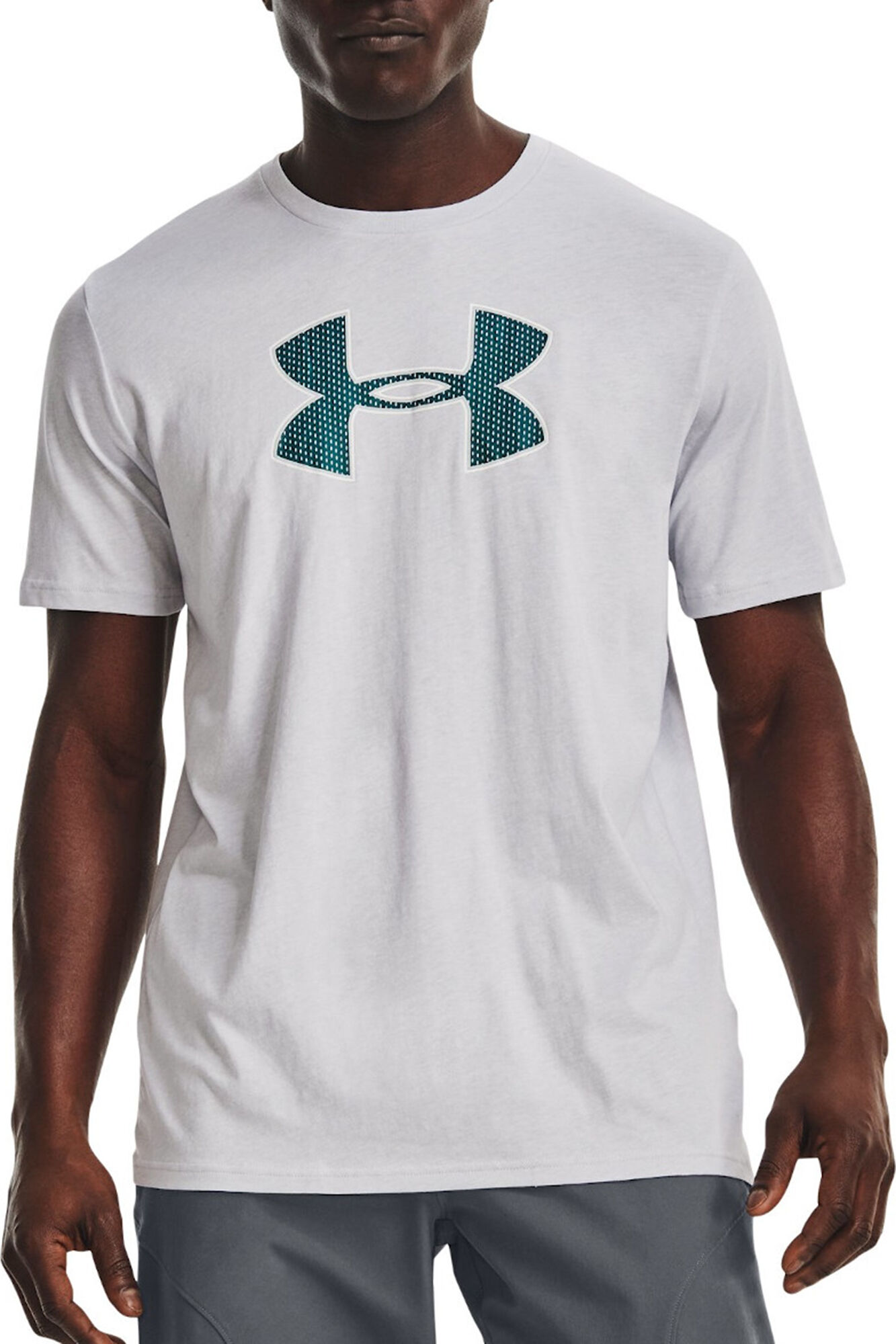 Camiseta de manga curta com logo grande - Cinza claro