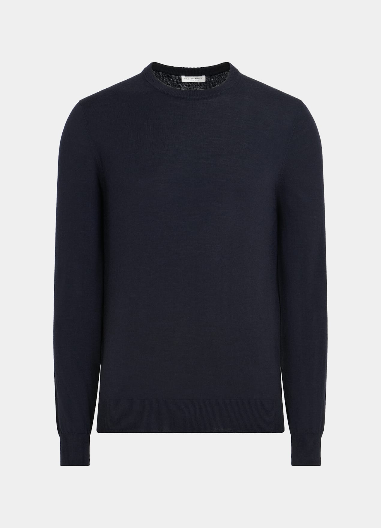 Pull col rond Merino bleu marine