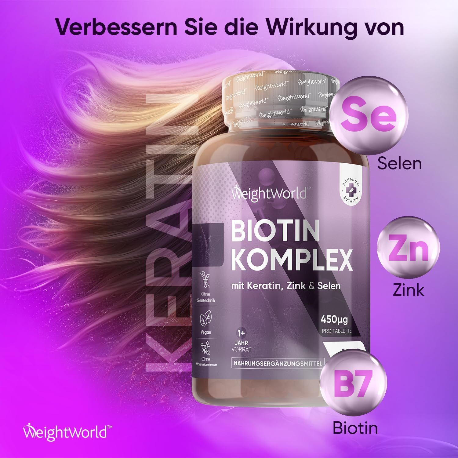 WeightWorld Biotin Komplex mit Keratin, Selen, Zink