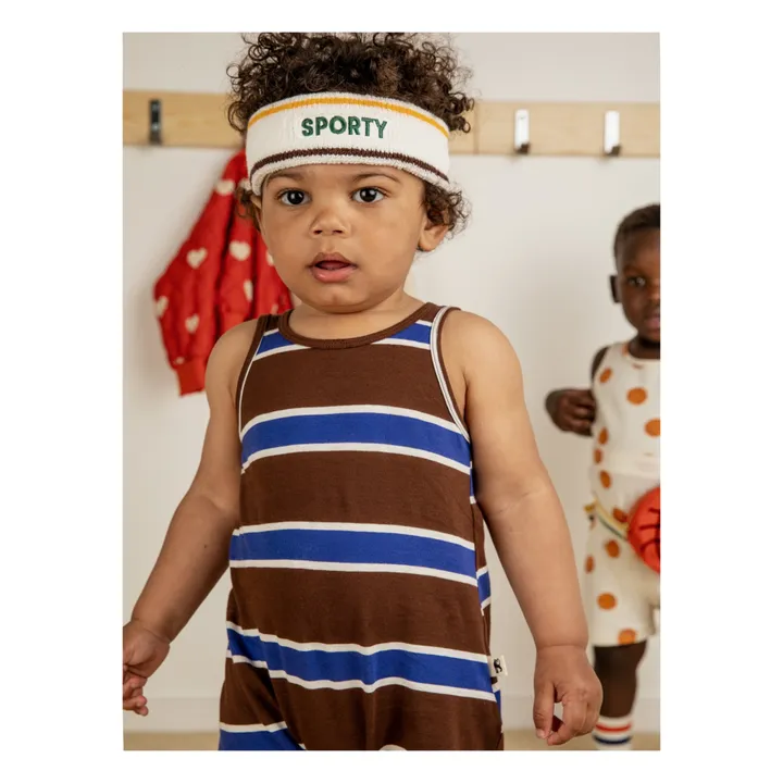 Mini Rodini Combishort Rayure Coton Bio | Marron