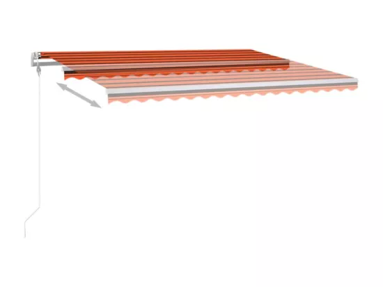 Auvent manuel rétractable avec LED 4,5x3,5 m Orange et marron
