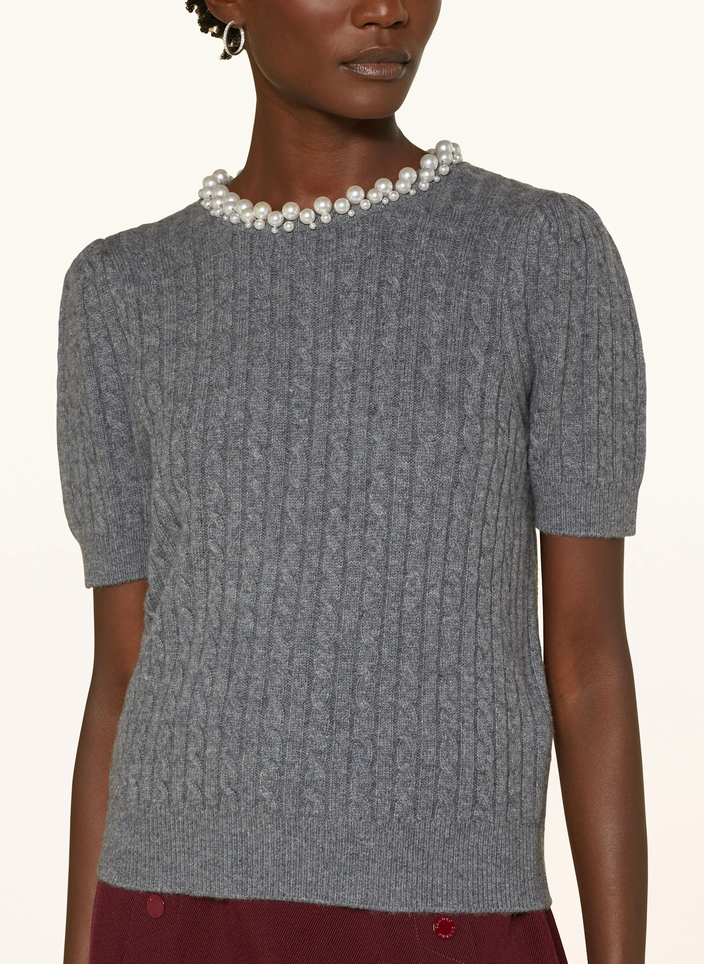 SANDRO Strickshirt mit Schmuckperlen