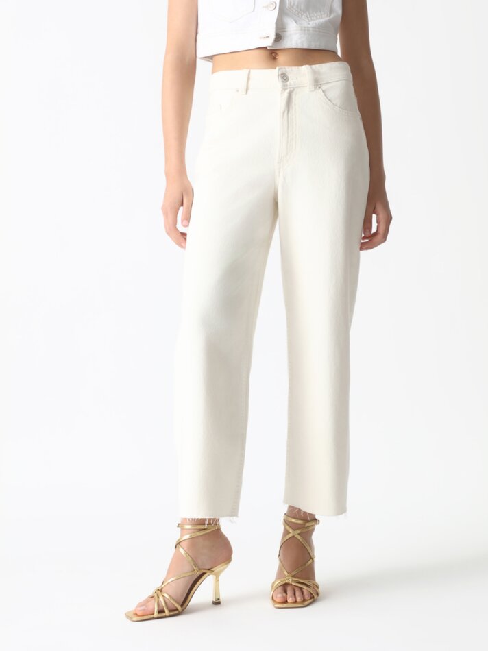 Calça jeans culote - Creme