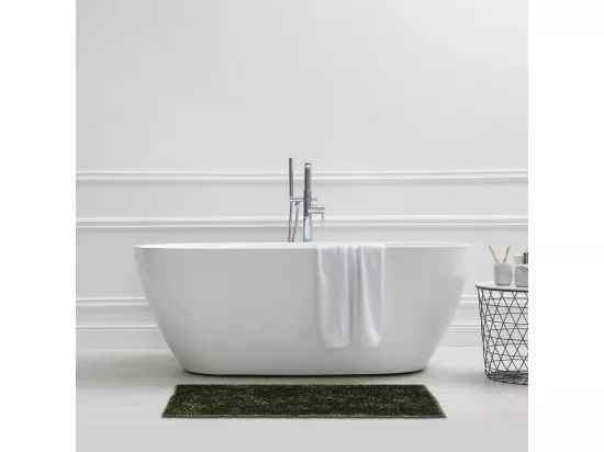 Tapis de bain déco fil doré en polyester kaki 60x120cm
