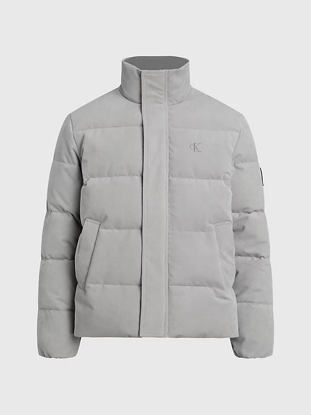 Jaqueta oversized de veludo cotelê com enchimento de plumas