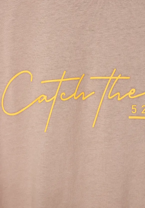 T-Shirt mit gummiertem Print - dull sand