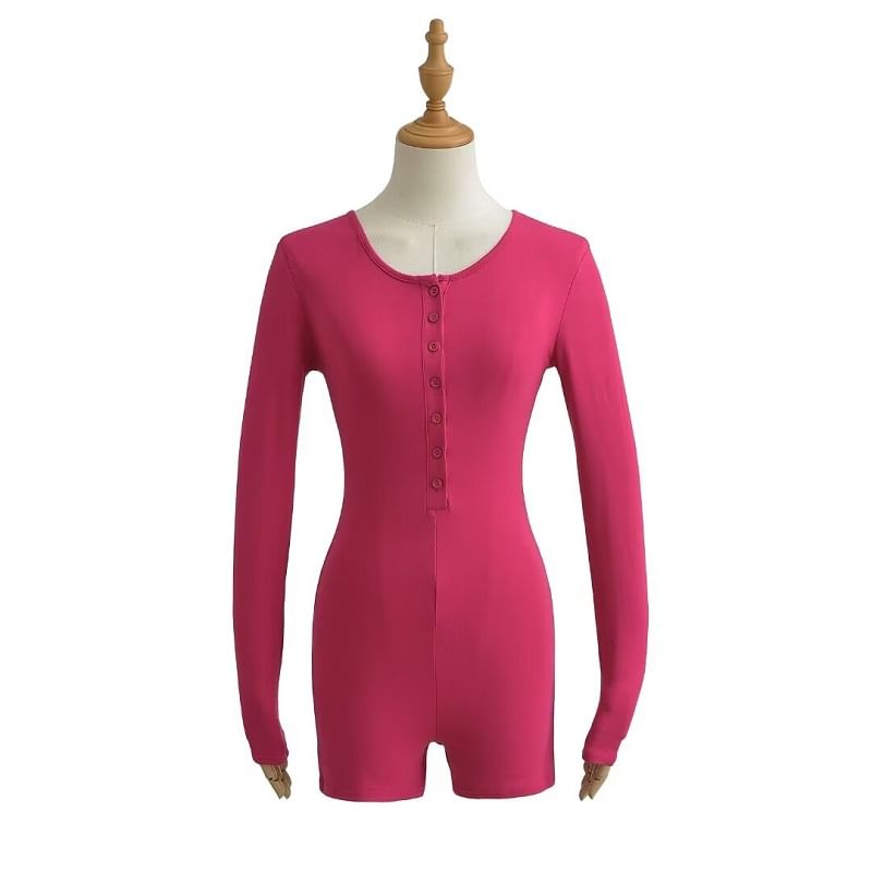Hollahop - Lange mouwen Henley effen romper