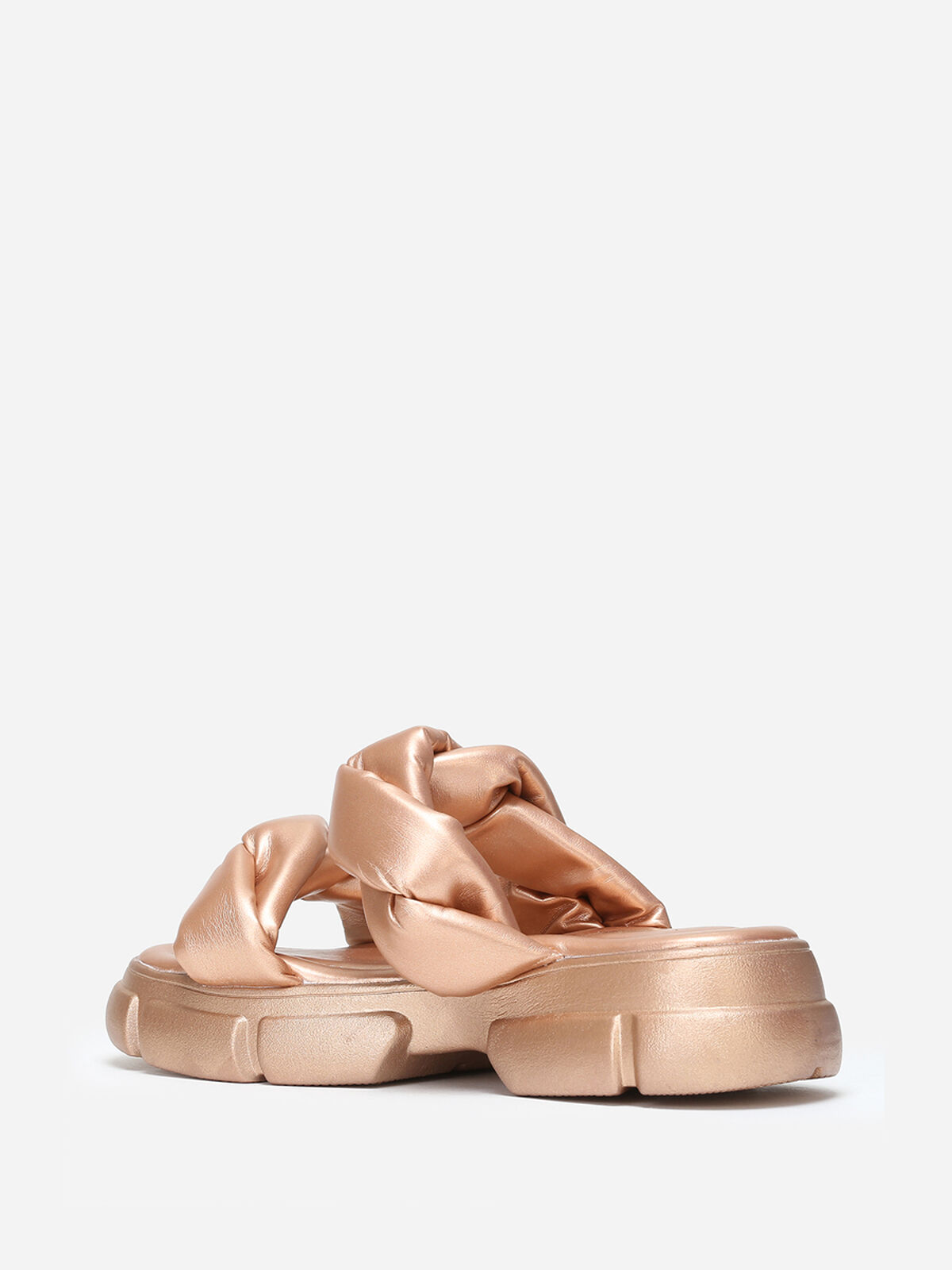 Mules crantées à brides matelassées- Doré rose