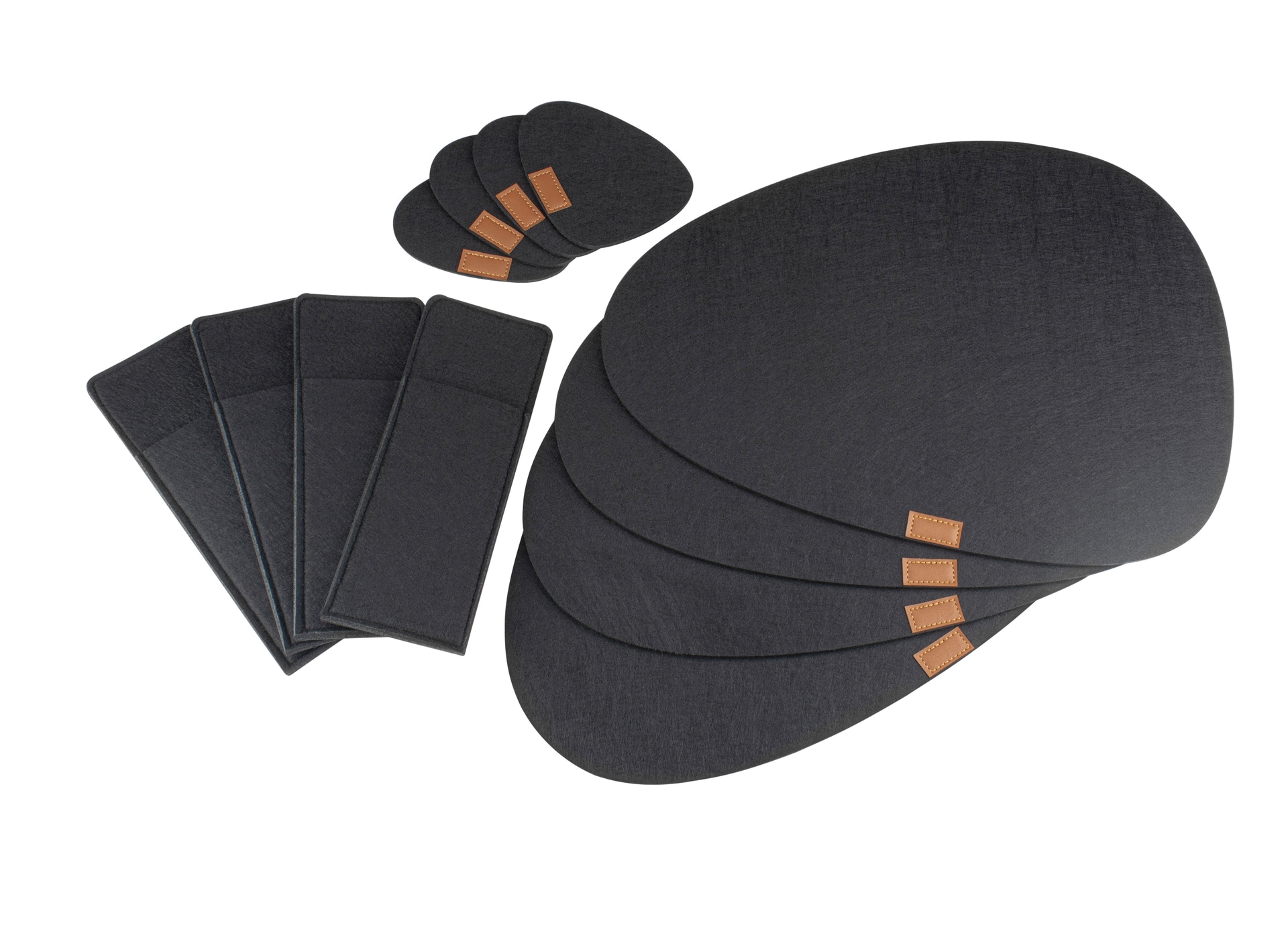 JUSTINUS Tisch-Set LIFESTYLE 12-teilig Filz schwarz