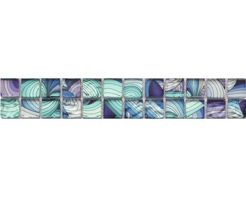 Glazen rand, wit/blauw/paars mix, 4,8 x 29,8 cm