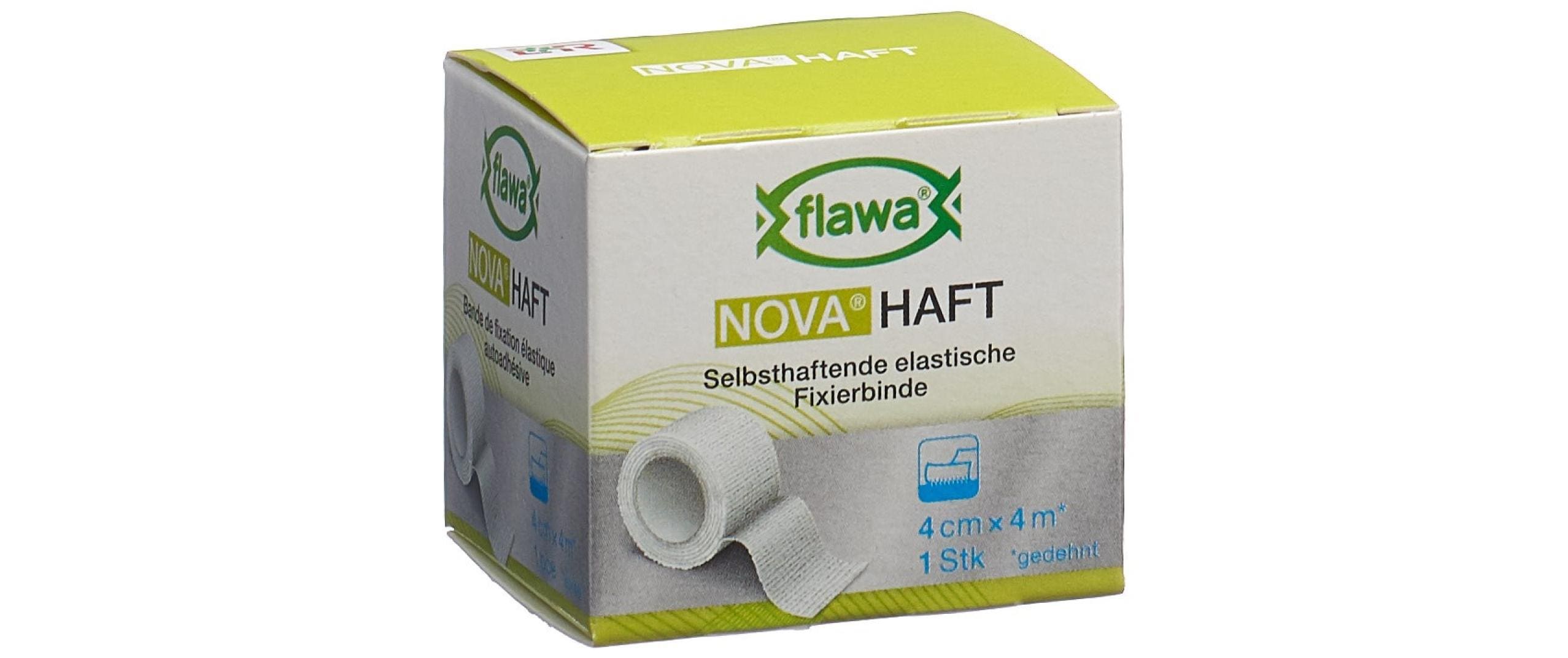 Nova Haft kohäsive Gazebinde 4 cm x 4 m 1 StückSelbsthaftende elastische Gazebinde